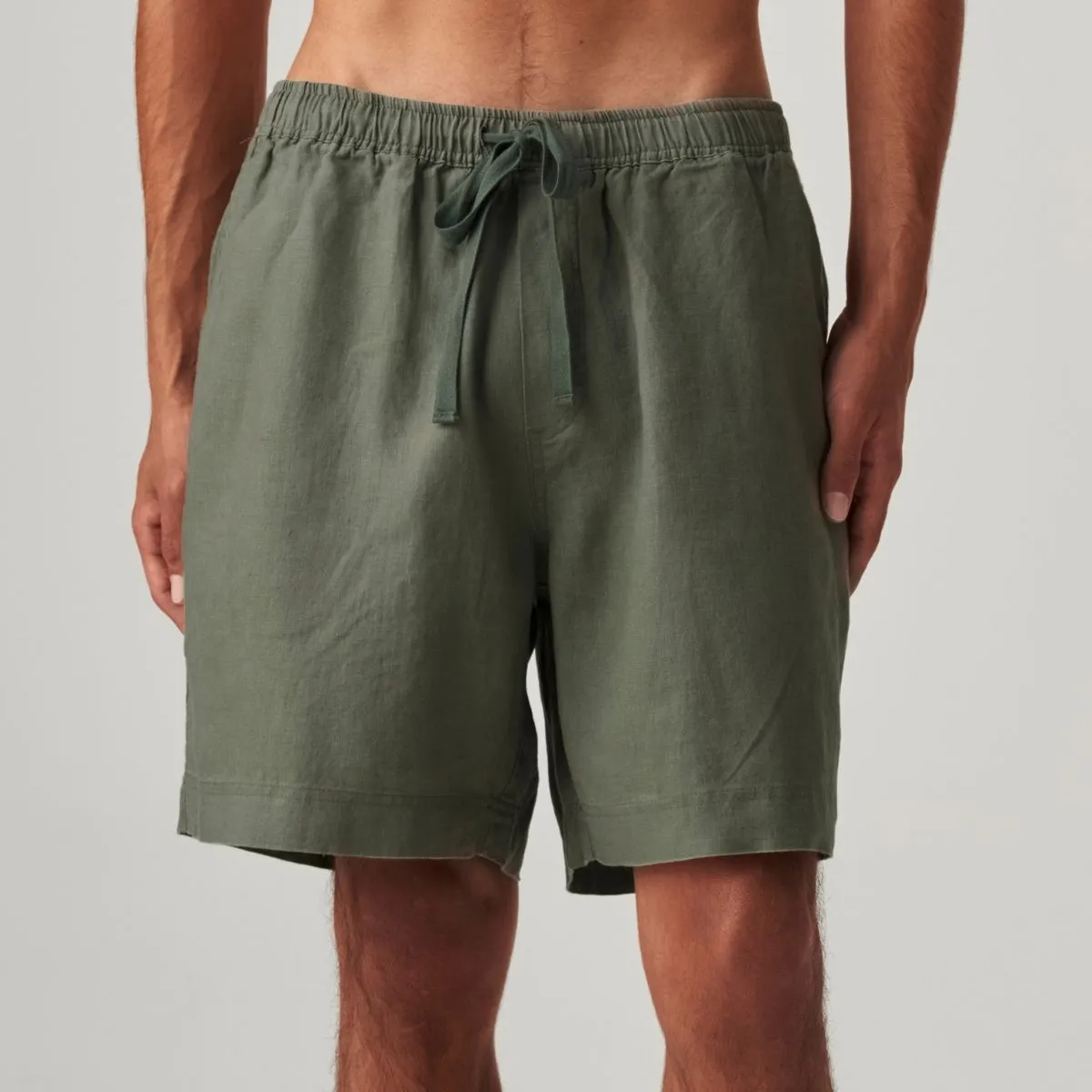 100% Linen Shorts in Khaki - Mens