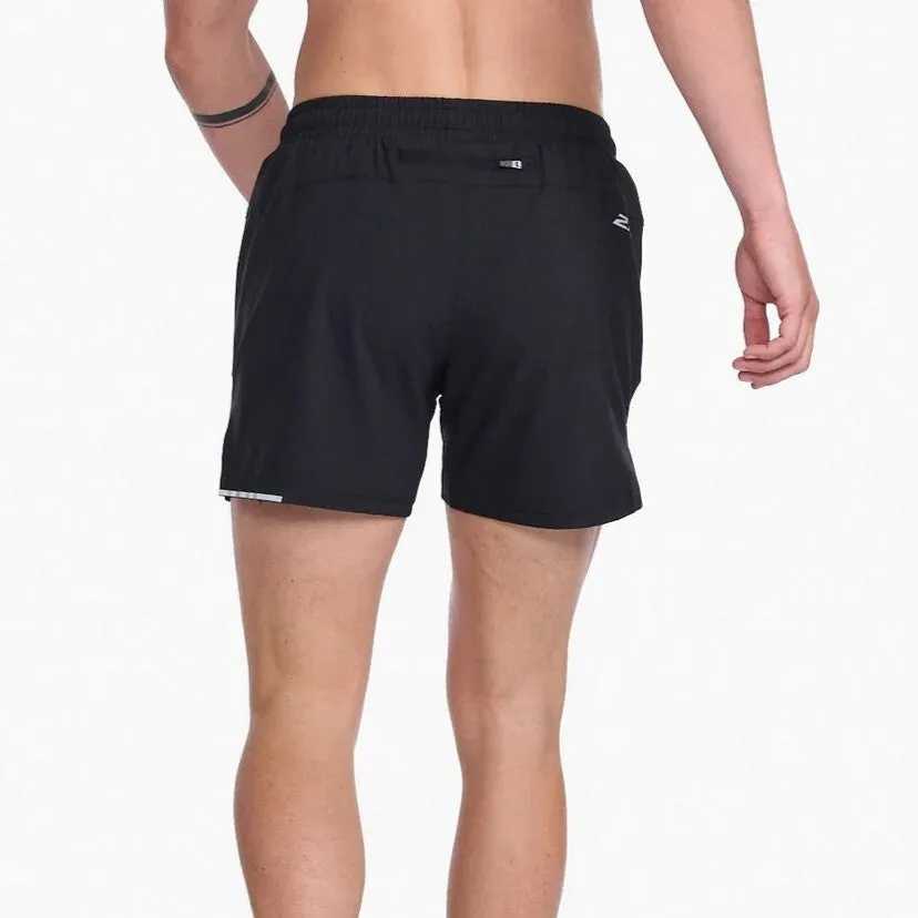 2XU Aero 5 Inch Shorts | Black / Silver Reflective | Mens