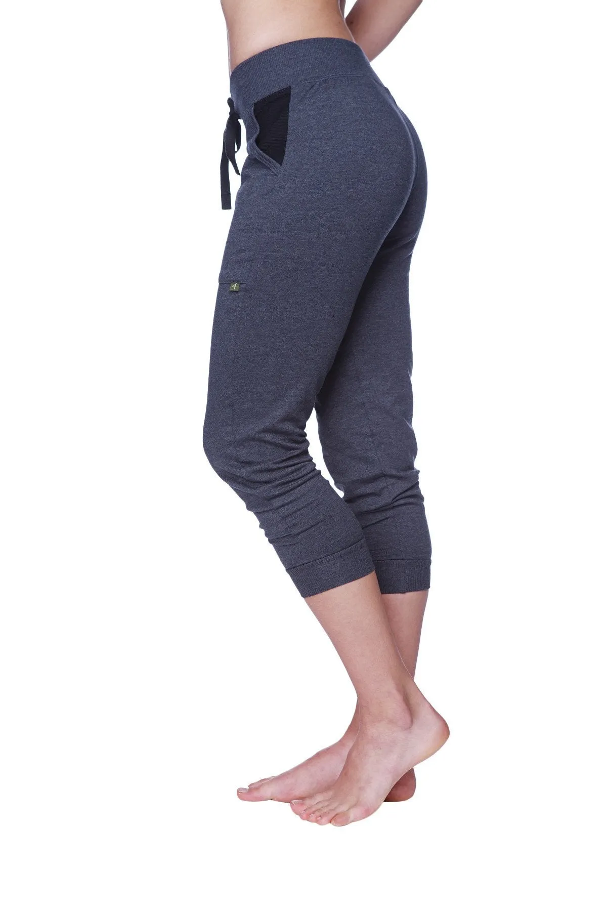 3/4 Cuffed Capri Yoga Pant (Charcoal w/Black)