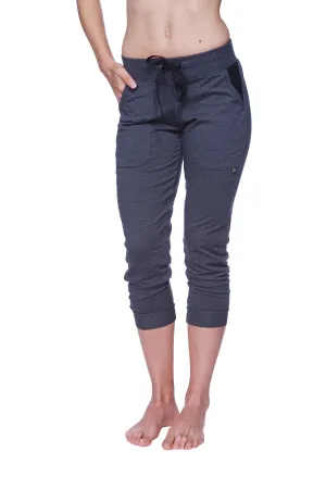 3/4 Cuffed Capri Yoga Pant (Charcoal w/Black)