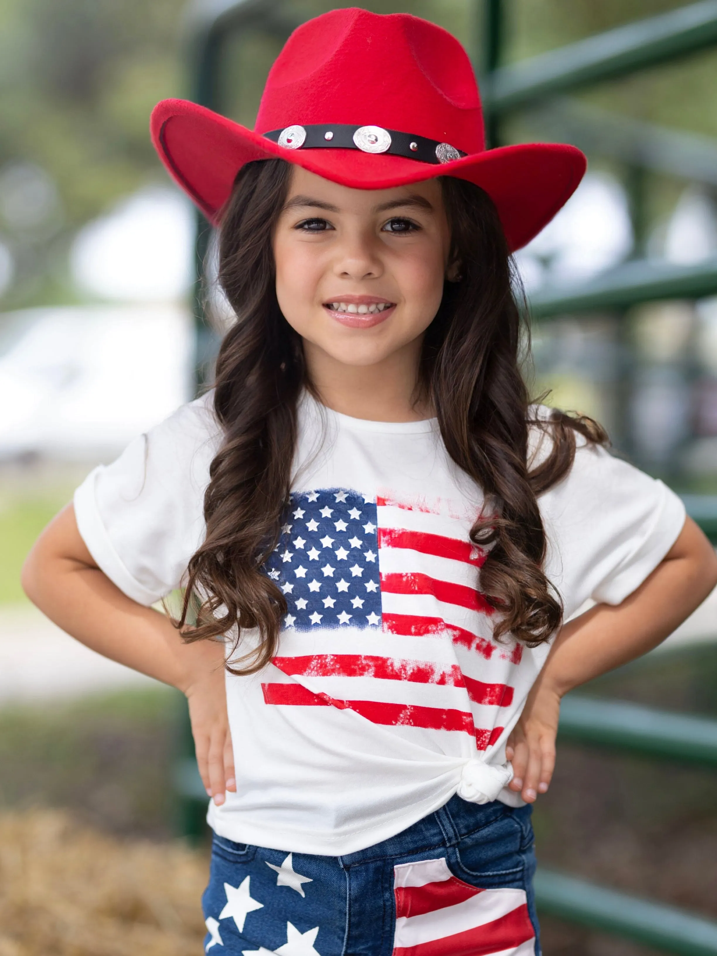 All-American Me Flag Top and Denim Short Set