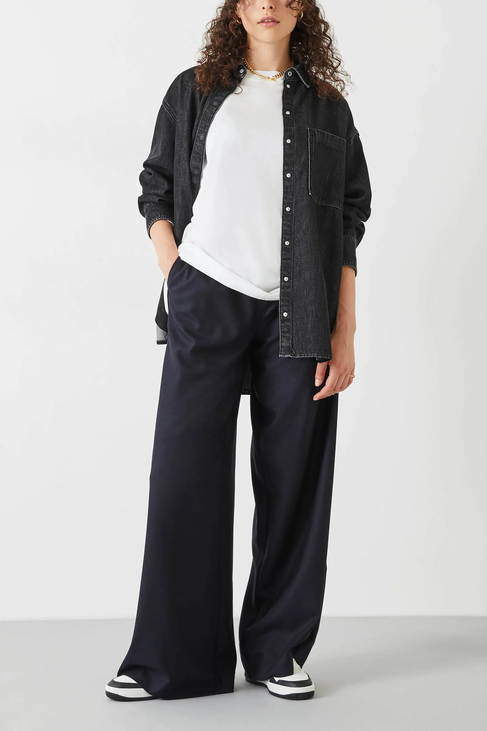 Alpa Wide Leg Wool Blend Trousers