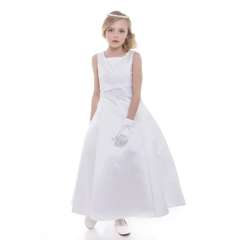 Big Girls White Satin A-Line Linda Junior Bridesmaid Dress 8-16