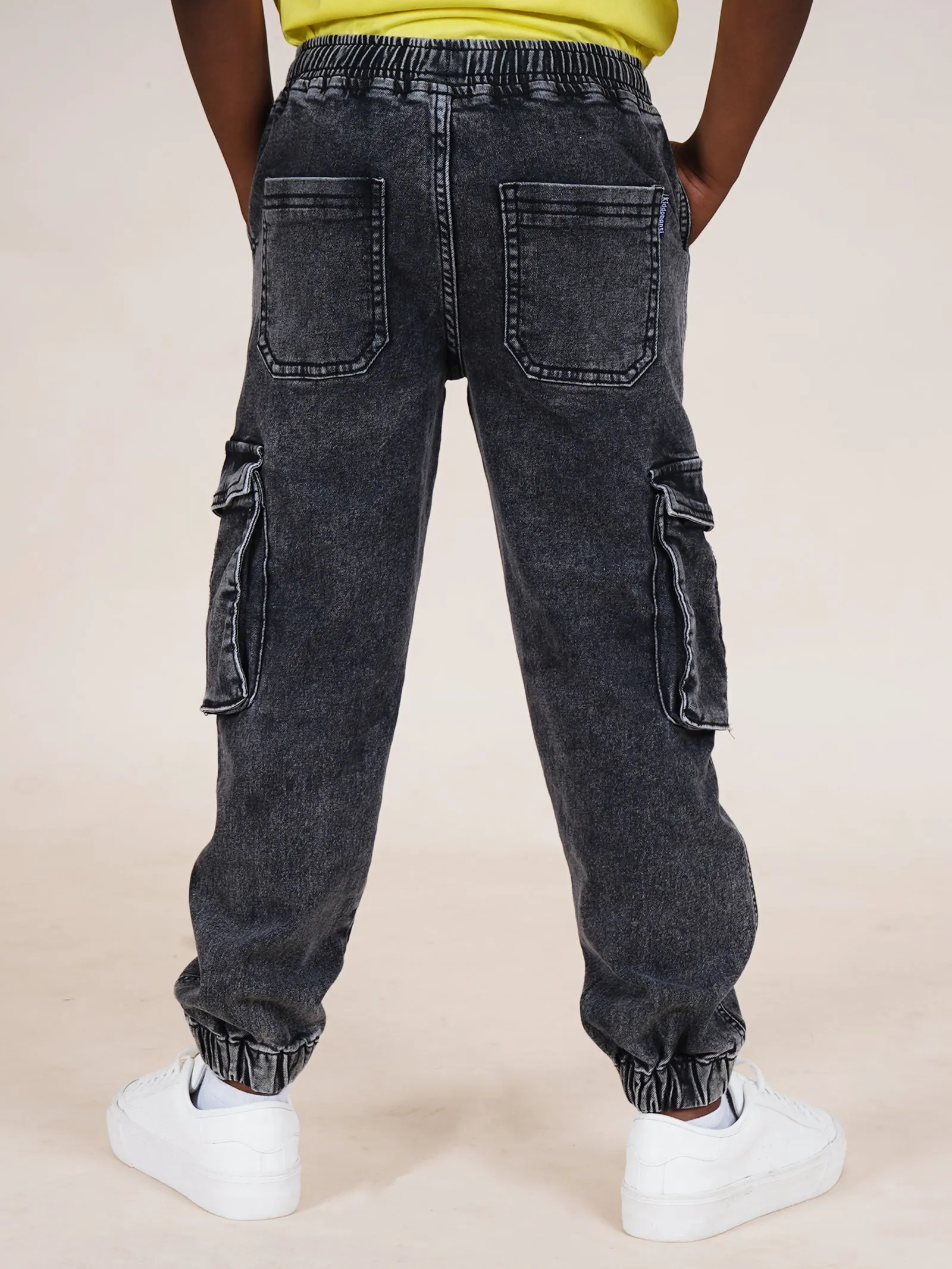 Boys Full Length Denim Jogger With Cargo Pocket