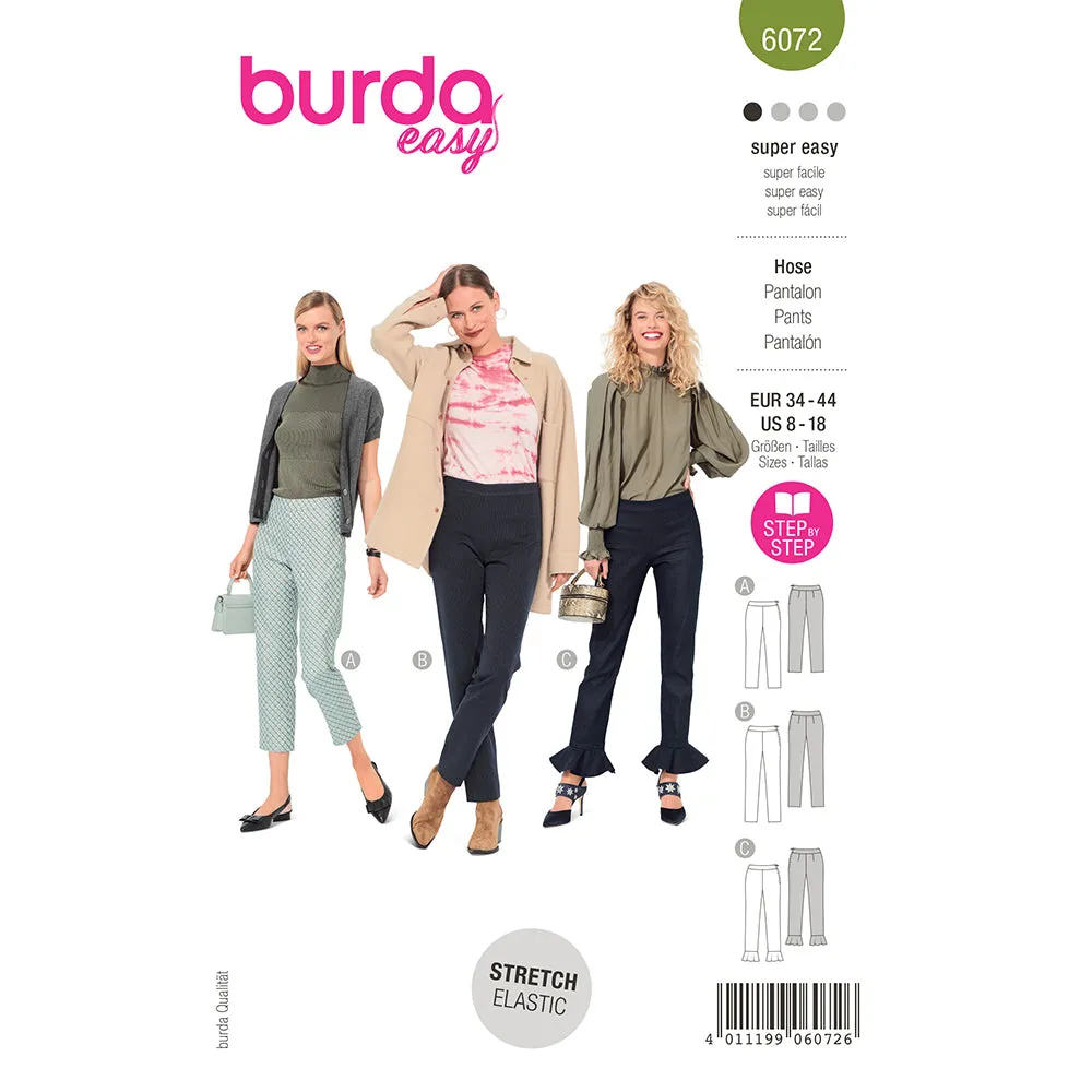 BURDA - 6072 Trousers/Pants in a Narrow Cut with a Side Zipper