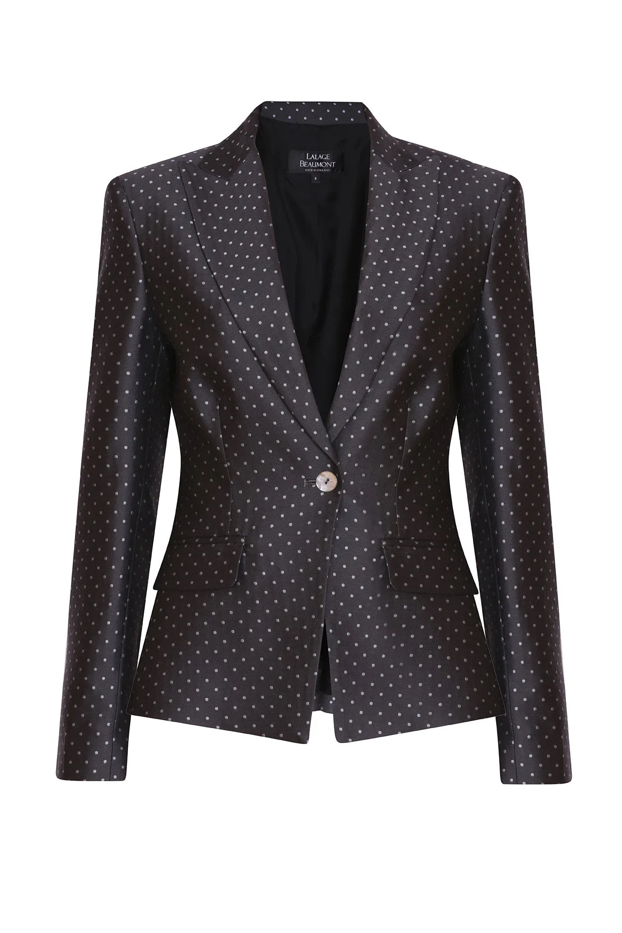 Business Jacket in Grey Spot Jacquard - Inez