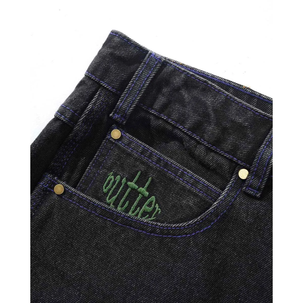 Butter Goods - Spider Denim Shorts Washed Black