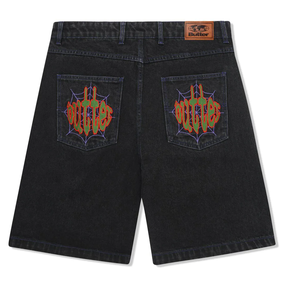 Butter Goods - Spider Denim Shorts Washed Black