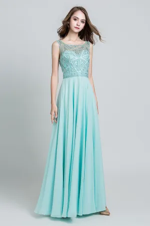 Chiffon Long Beaded Top Prom Dress