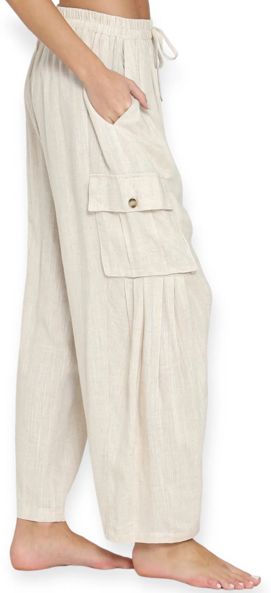 Coastal Linen High Rise Cargo Pants