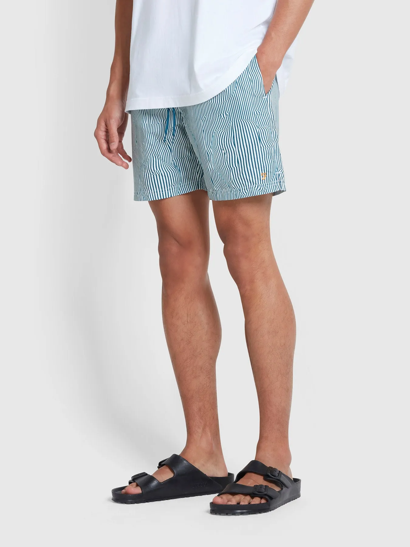 Colbert Optical Print Swim Shorts In Croft Green