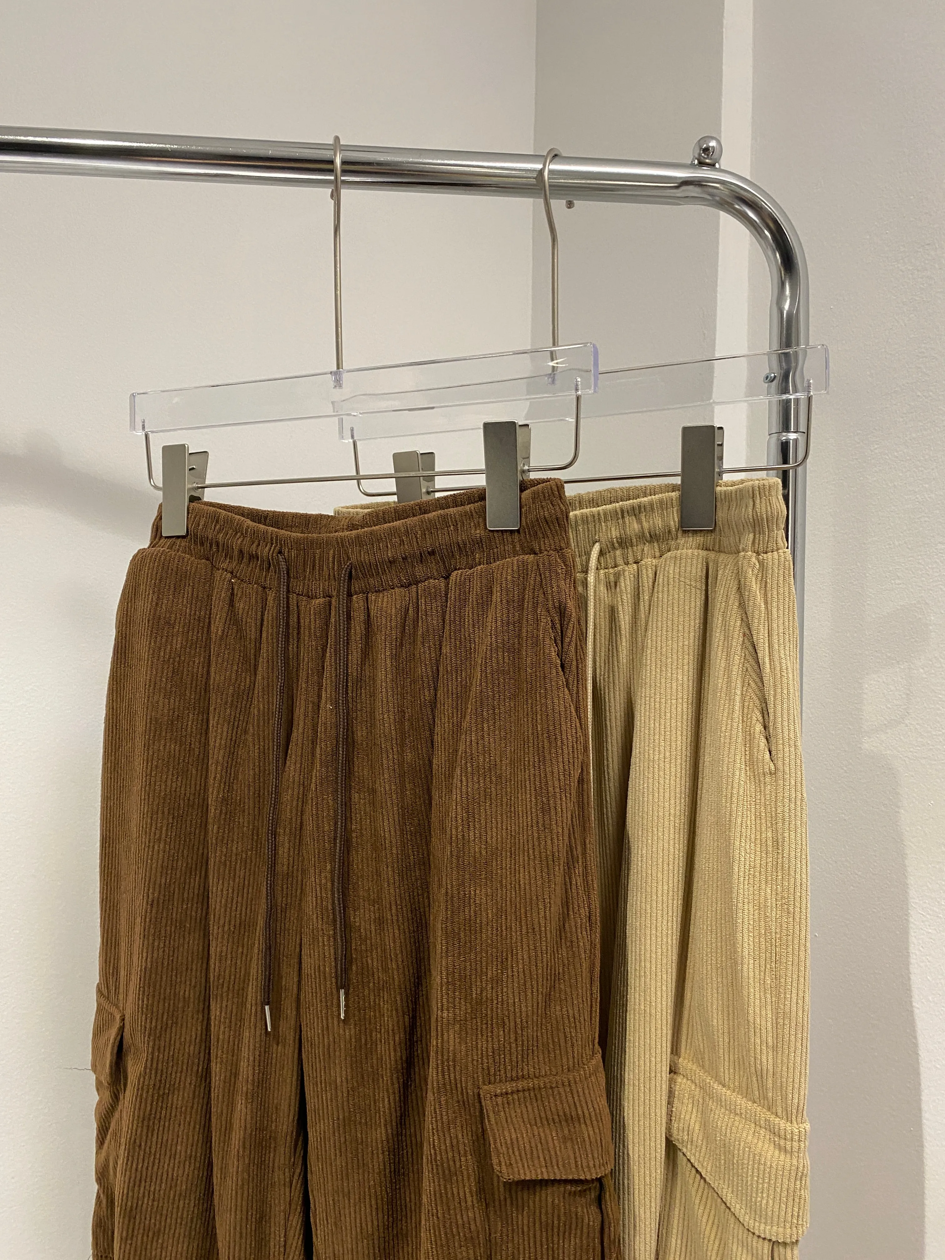 Corduroy Cargo Jogger Pants - Chocolate