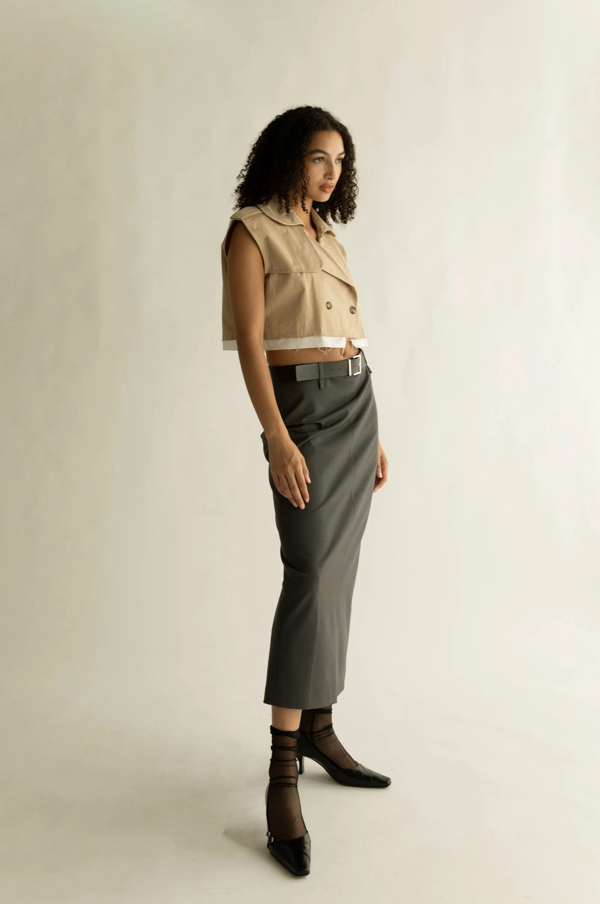 CROPPED TRENCH VEST