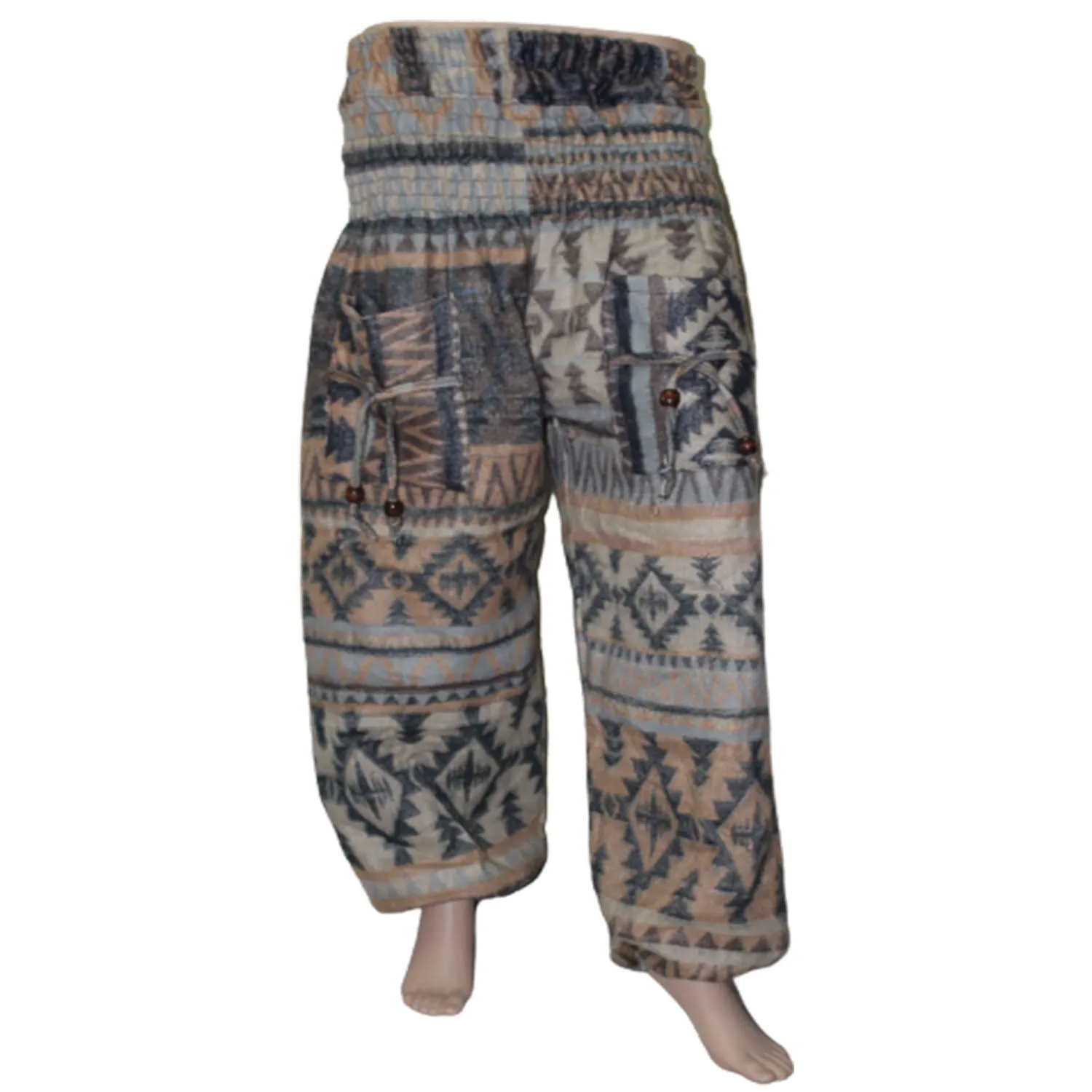 Cuffed Woolen Printed Casual Trousers