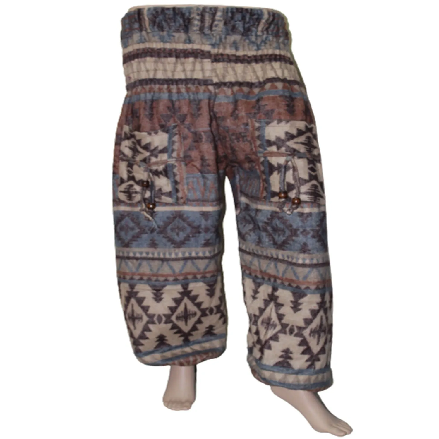 Cuffed Woolen Printed Casual Trousers