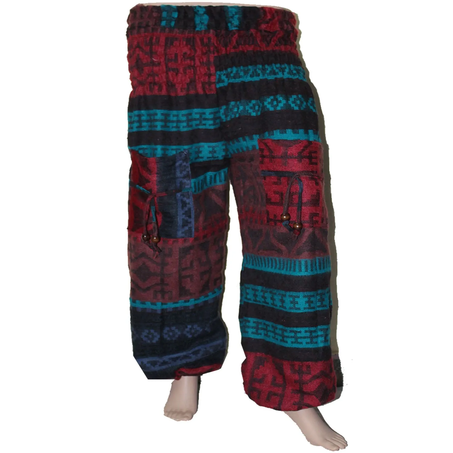 Cuffed Woolen Printed Casual Trousers