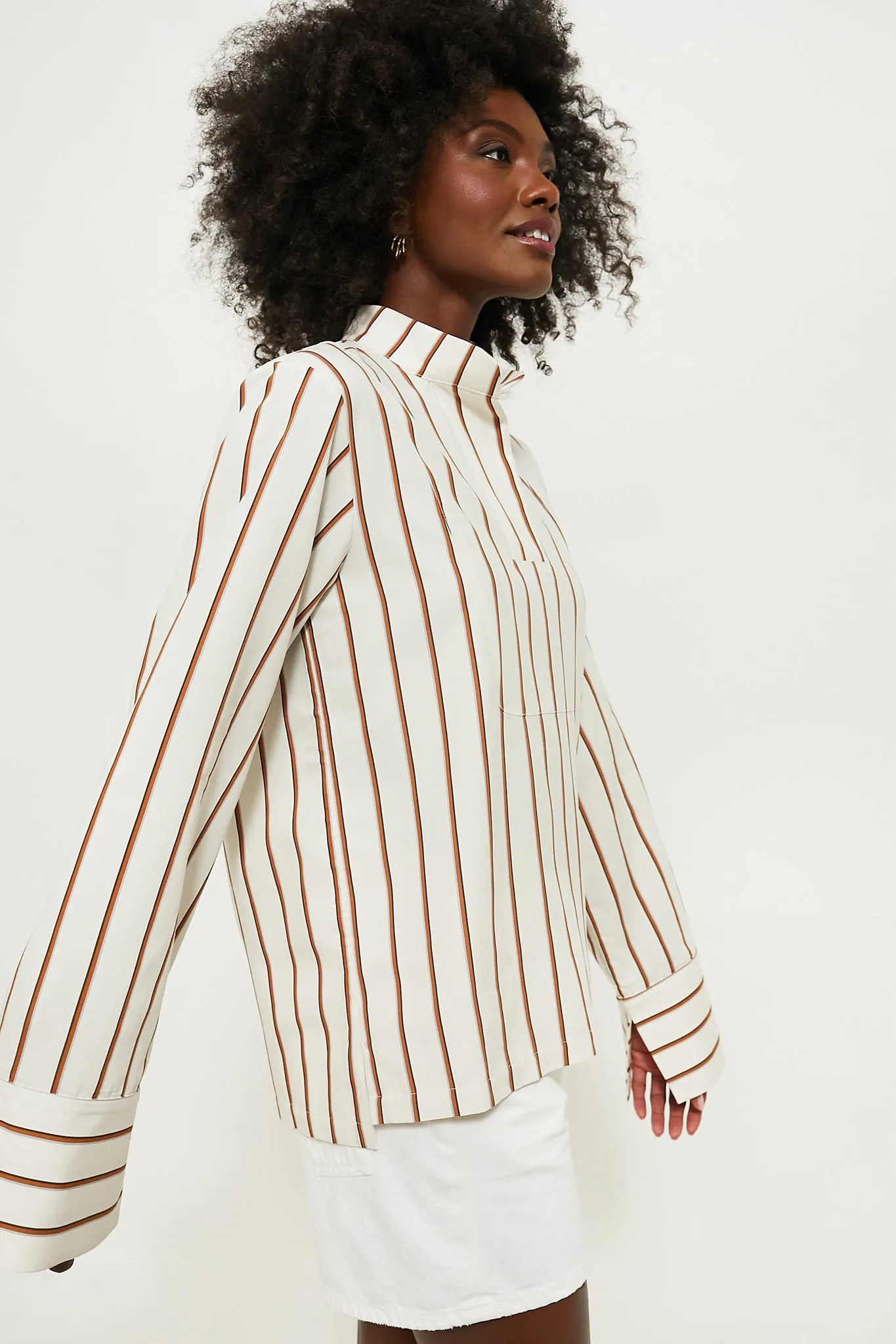 Ecru and Camel Paavo Stripes Top