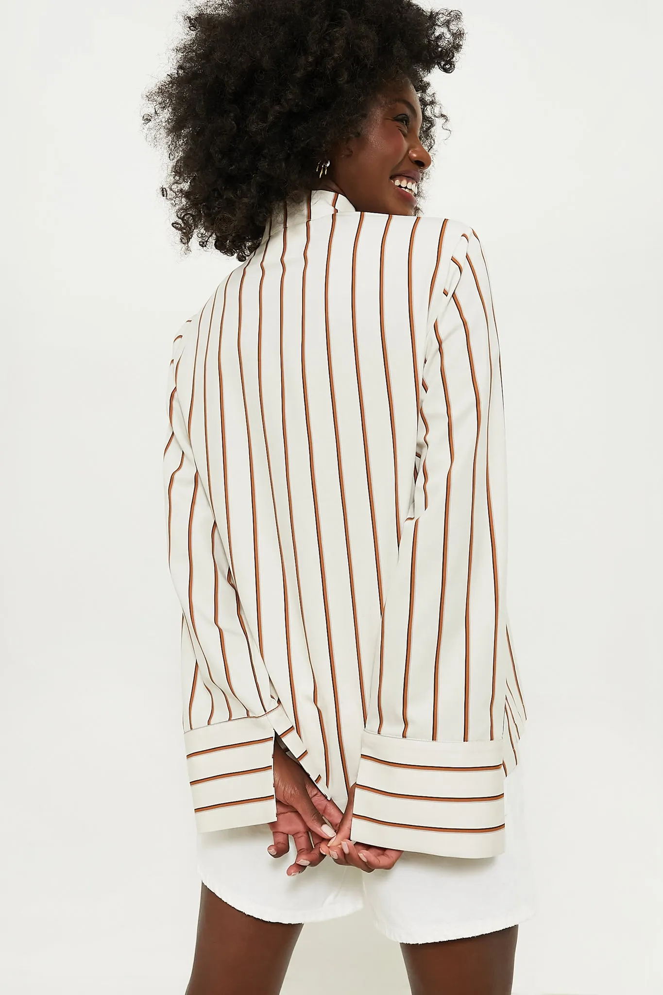 Ecru and Camel Paavo Stripes Top