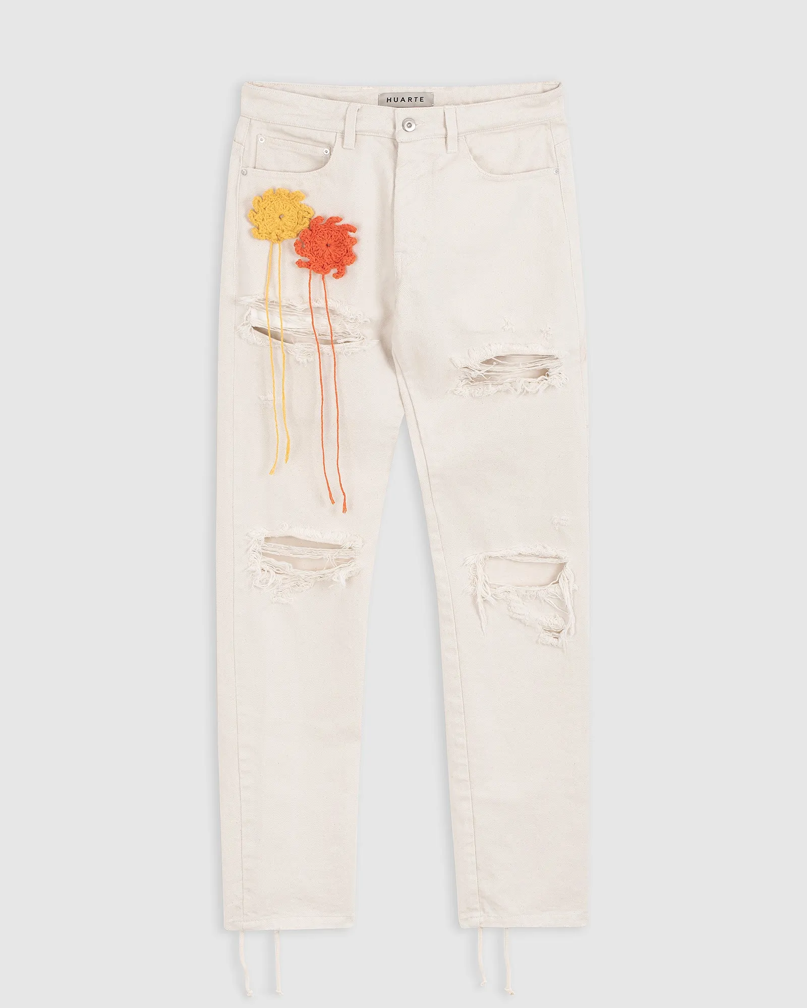 ELYSUM JEANS IN OFF-WHITE WITH CROCHET APPLICATION