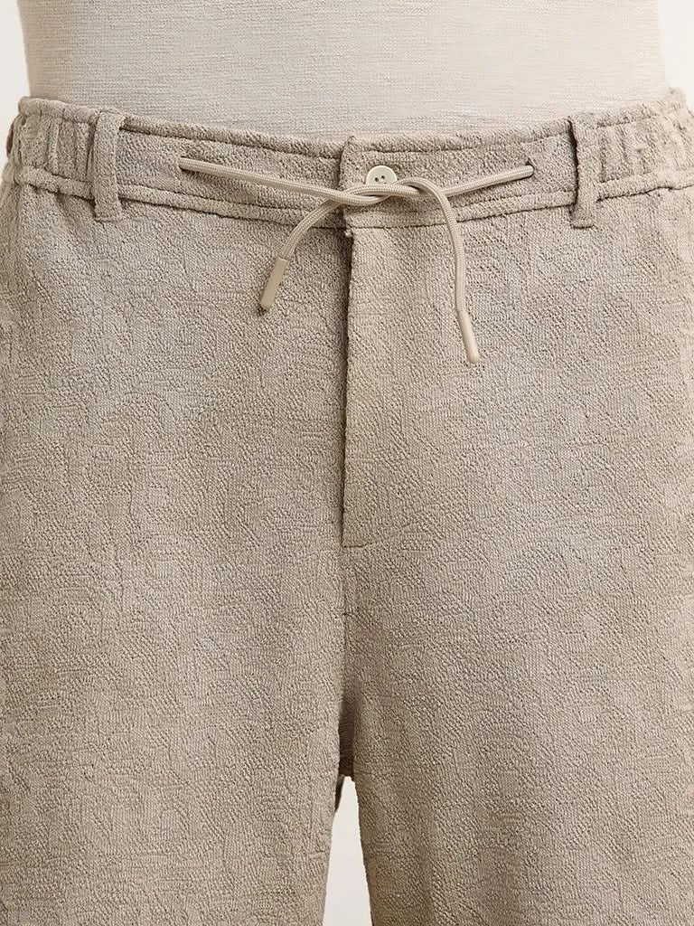 ETA Dark Taupe Cotton Blend Relaxed-Fit Shorts