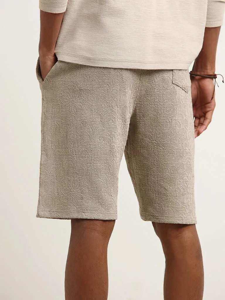 ETA Dark Taupe Cotton Blend Relaxed-Fit Shorts