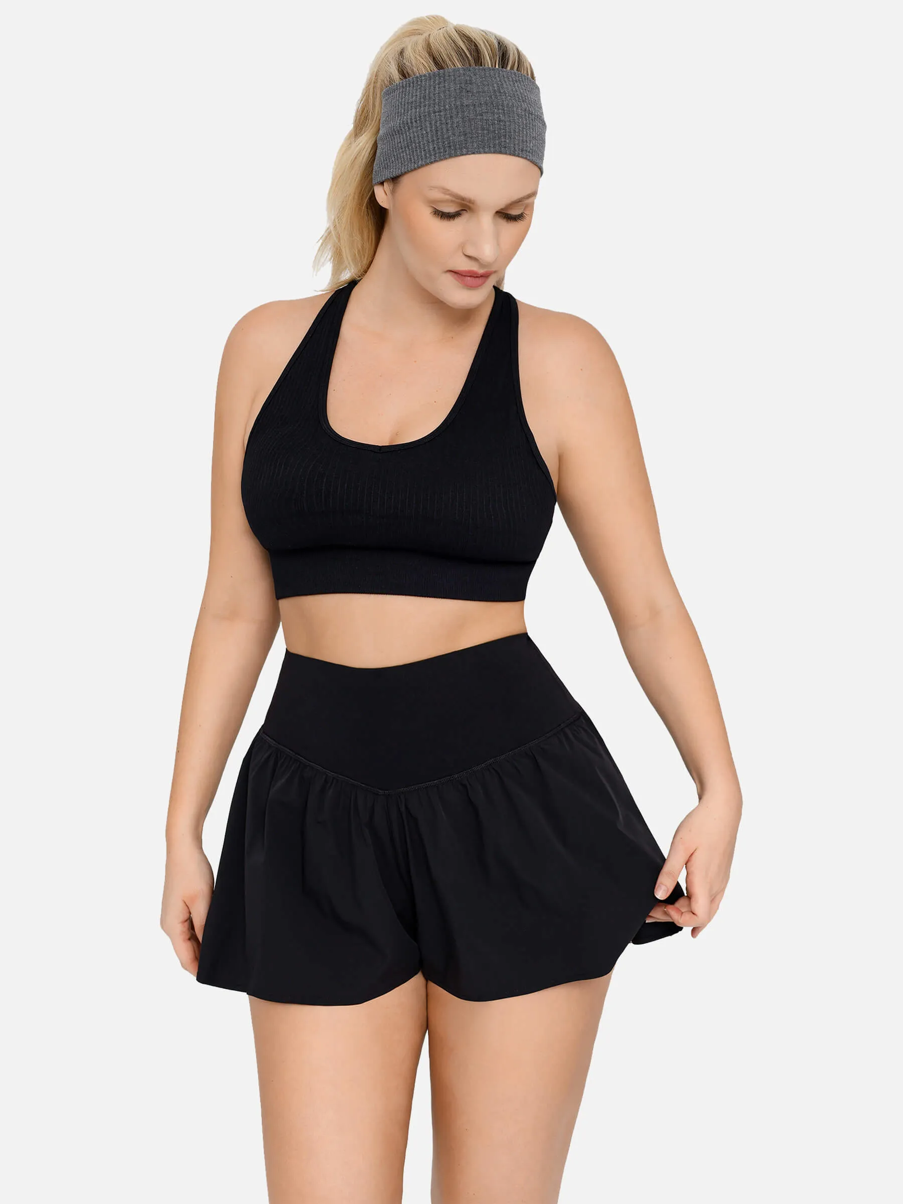 Feelingirl Leisure Solid Sports Shorts