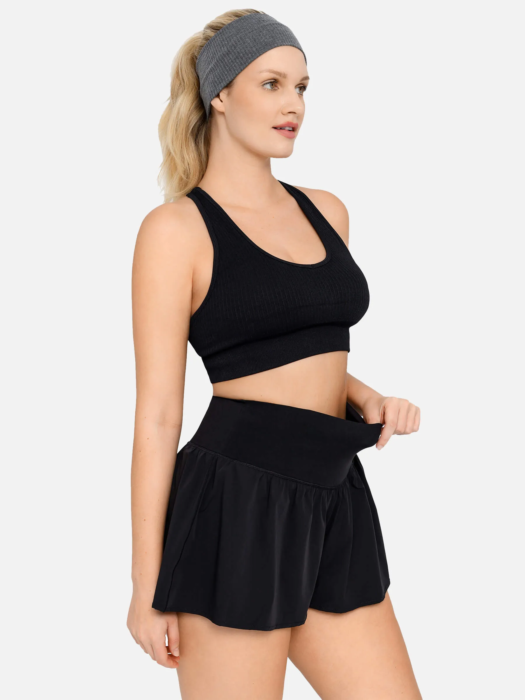 Feelingirl Leisure Solid Sports Shorts