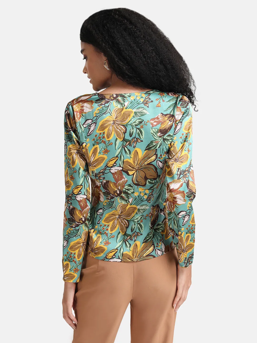 Floral Printed Cowl Neck Top