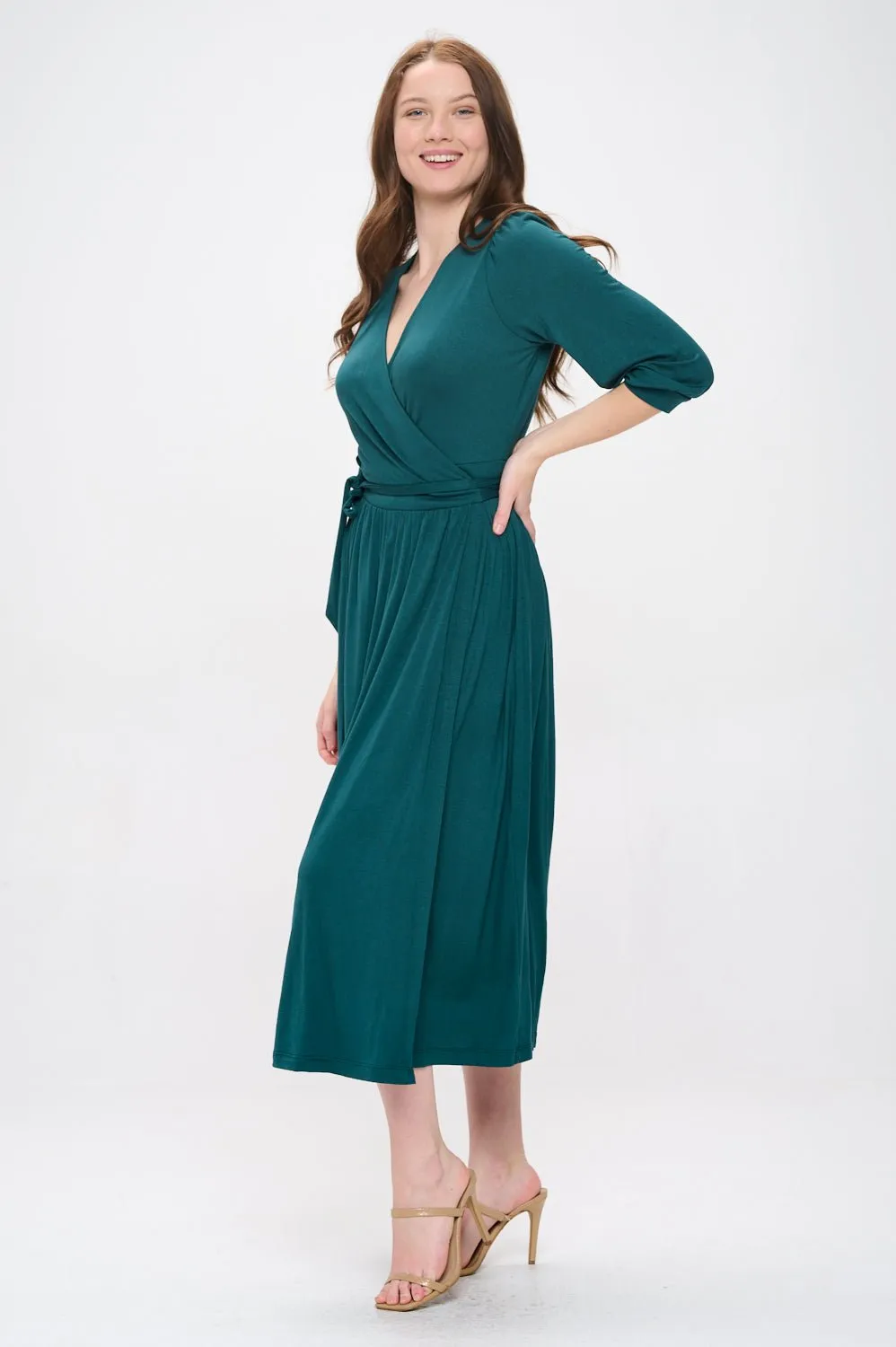 Hadley Three Quarter Sleeve Full Wrap Dress