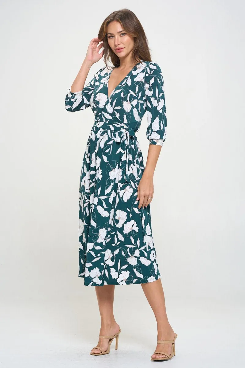 Hadley Three Quarter Sleeve Full Wrap Dress