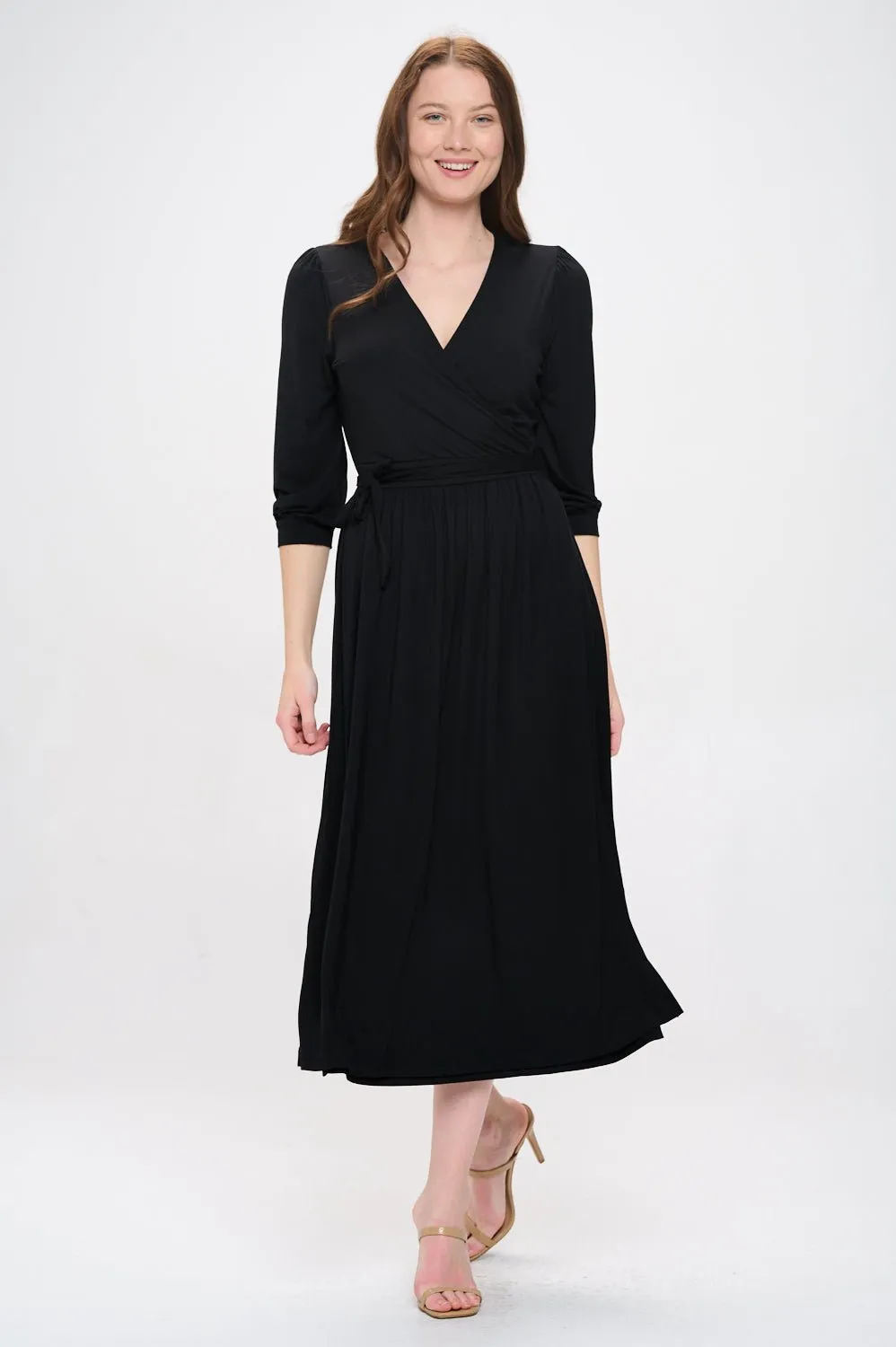 Hadley Three Quarter Sleeve Full Wrap Dress