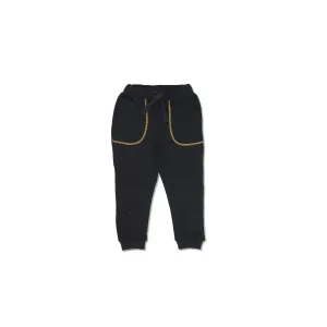 HB - Kids 'Black' Elasticated Drasting With Pockets Terry Jogger Trousers HB1199