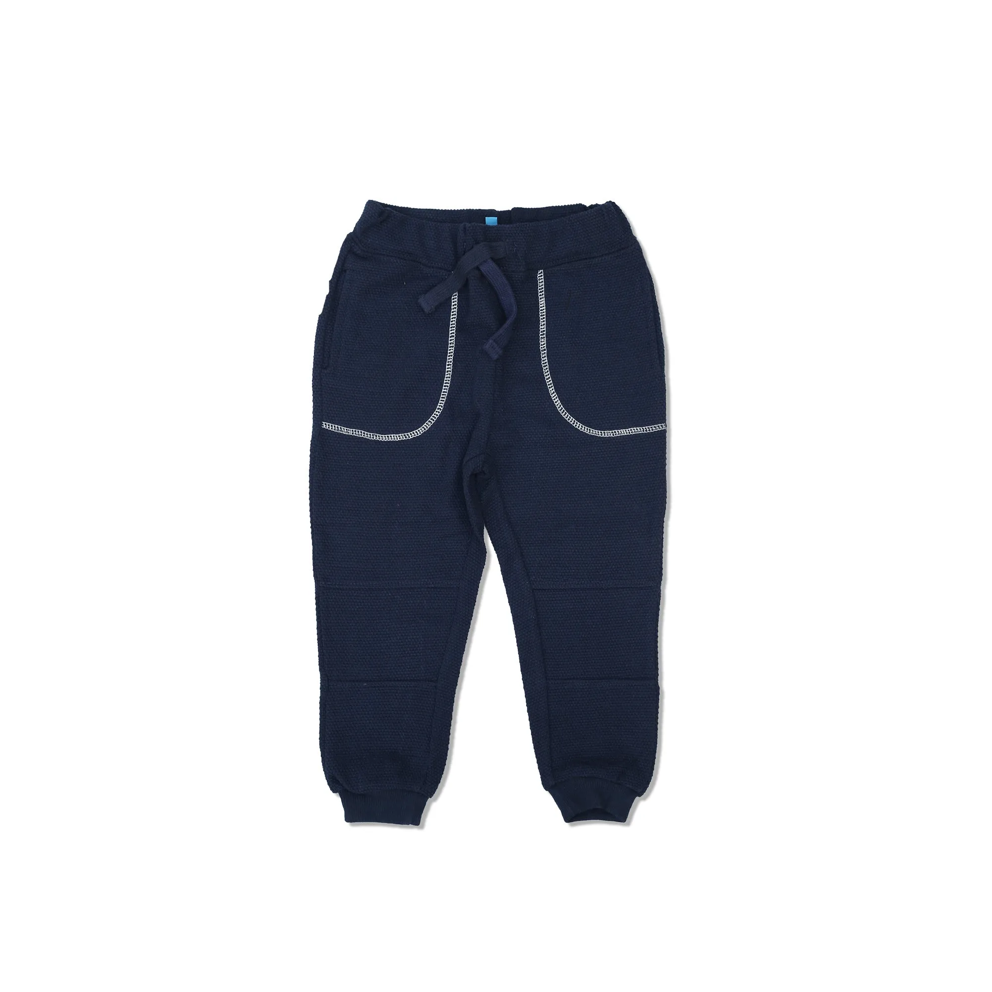 HB - Kids 'Navy' Elasticated Drasting With Pockets Terry Jogger Trousers HB1198