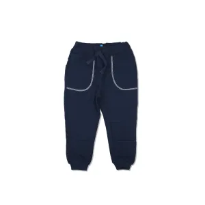 HB - Kids 'Navy' Elasticated Drasting With Pockets Terry Jogger Trousers HB1198