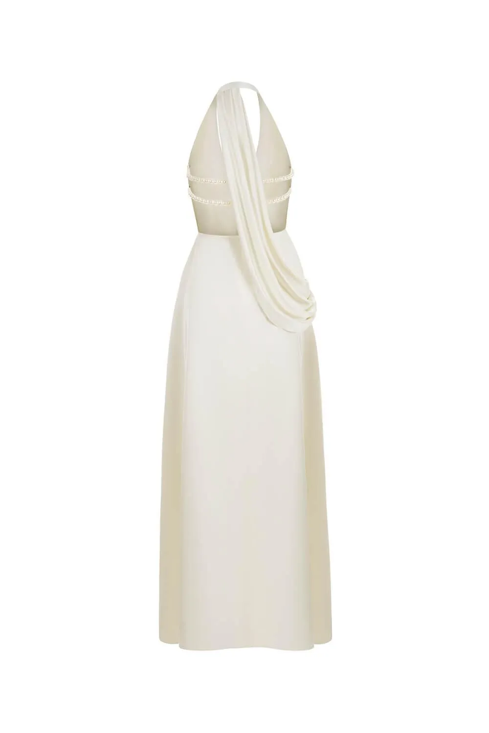 Heidi Halter Draped Silk Satin Maxi Dress