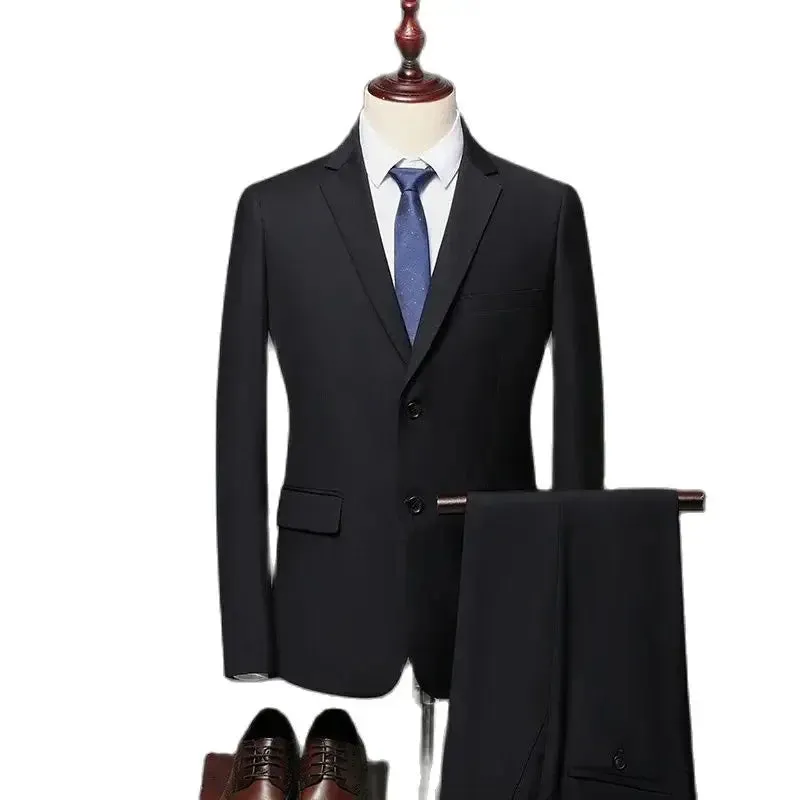 High-Quality Men's British Style Slim Suit - Business Casual Two-Piece Set (Blazer   Trousers)