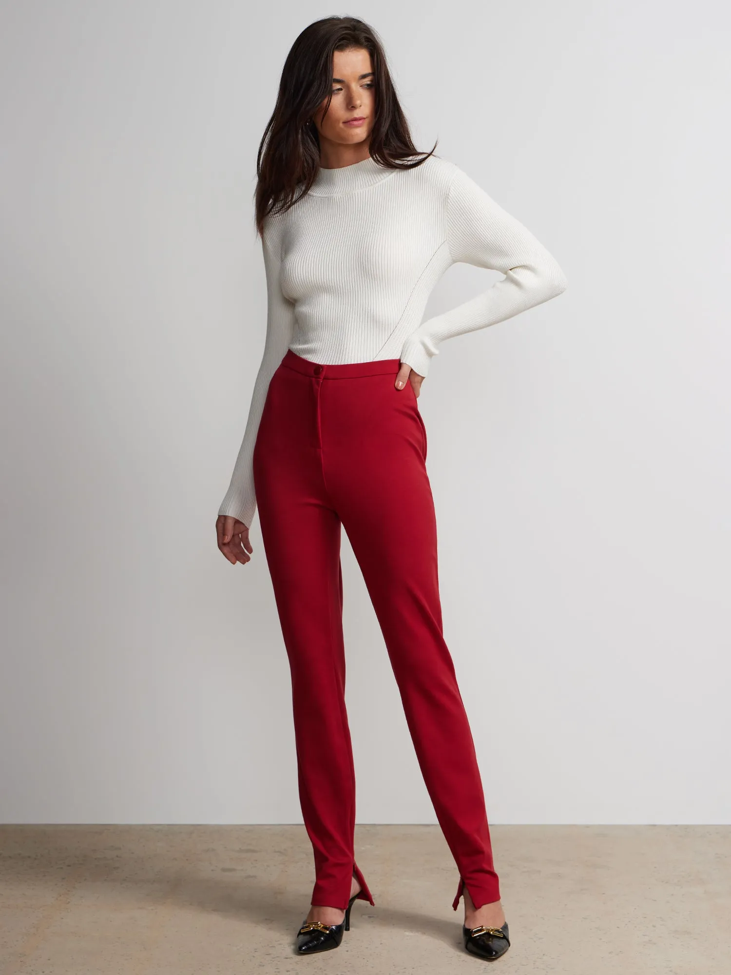 High Rise Slit Pants