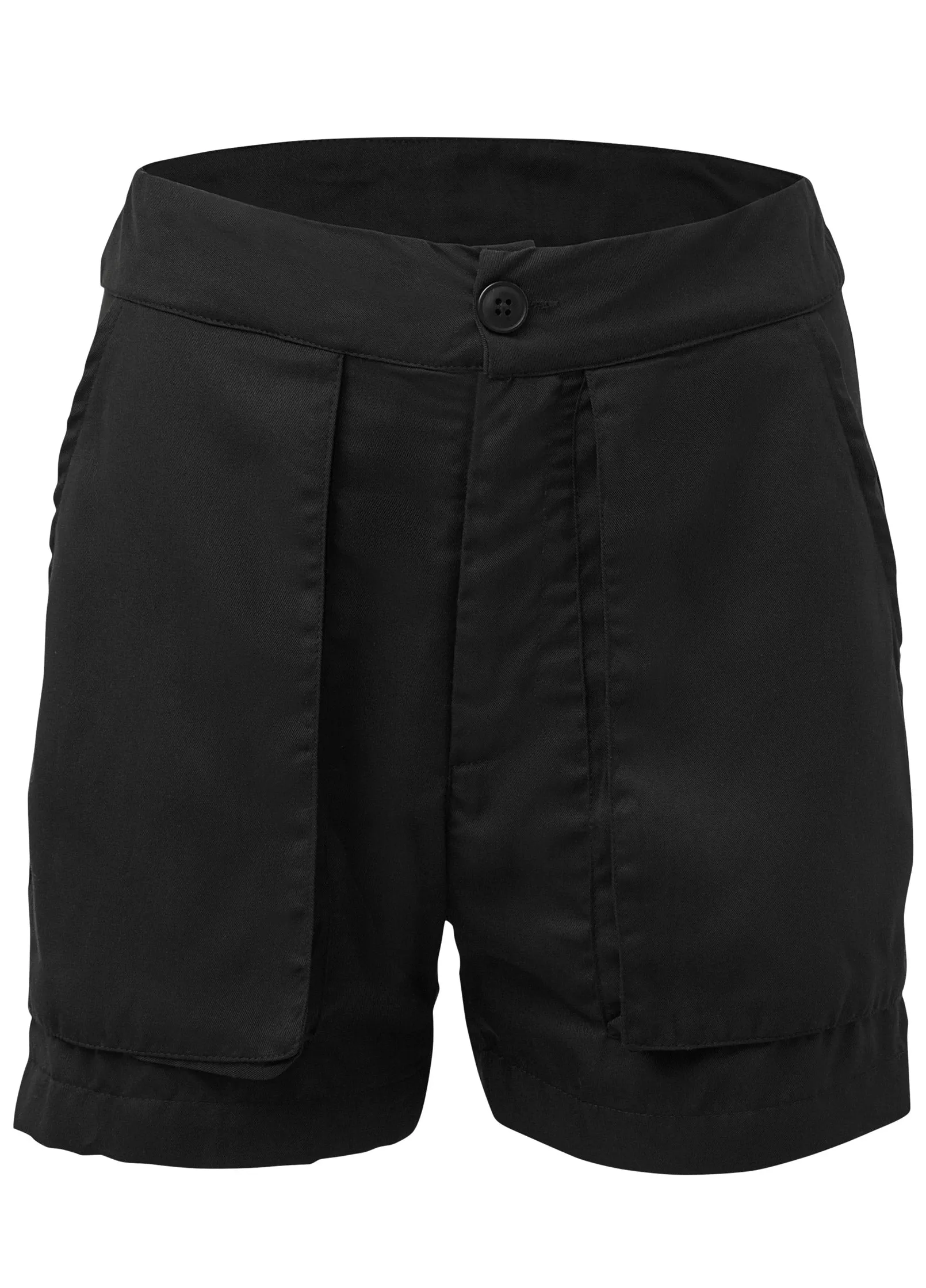 High-Waist Walking Shorts - Black