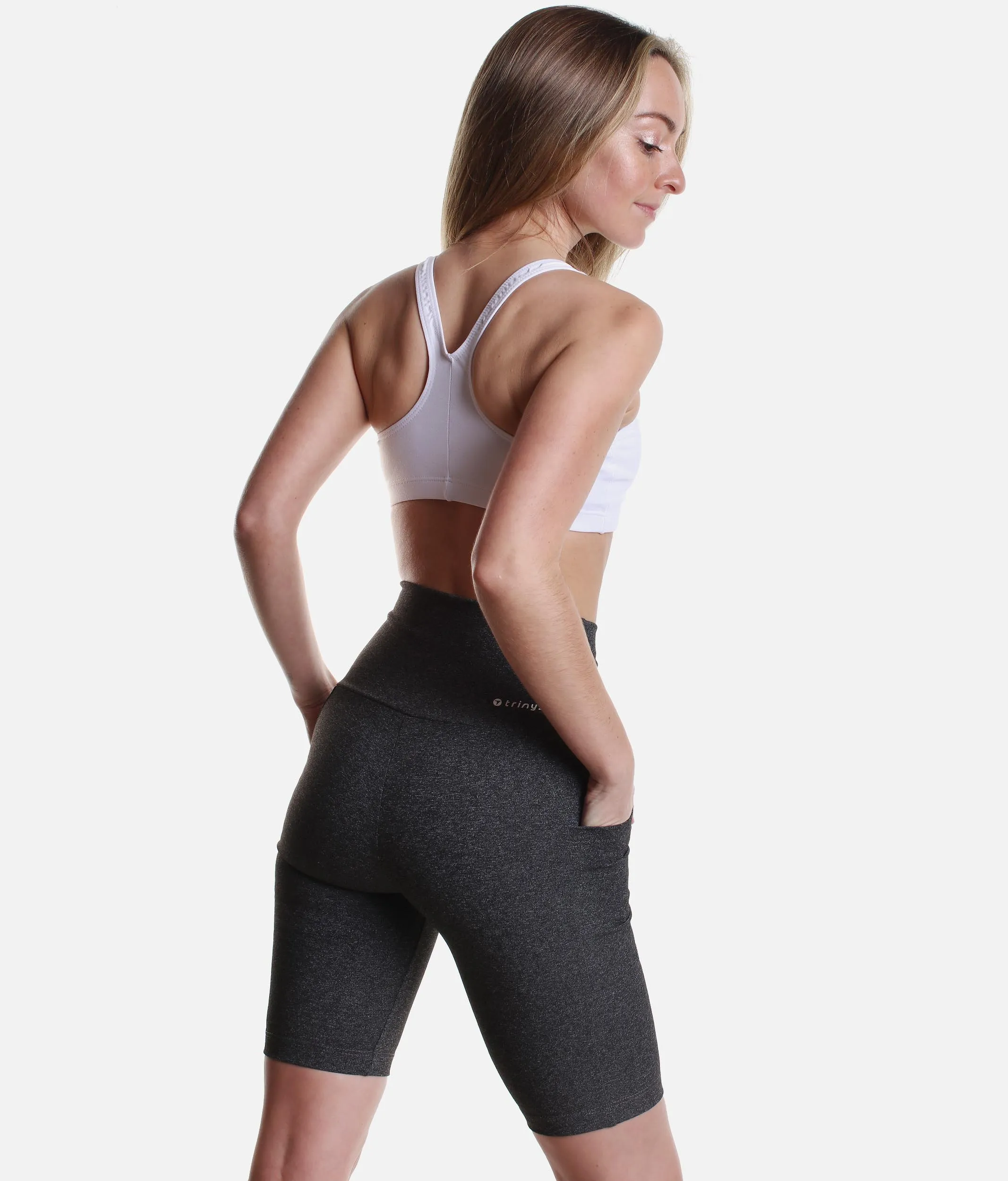 High Waisted Cycling Shorts With Pockets - A 857