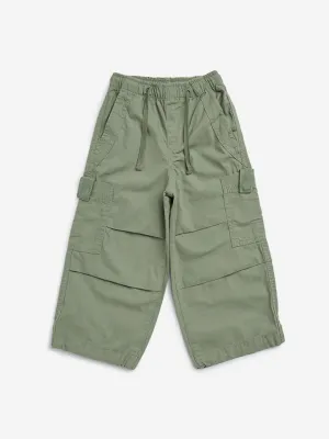 HOP Kids Sage Cargo-Style Mid-Rise Cotton Trousers