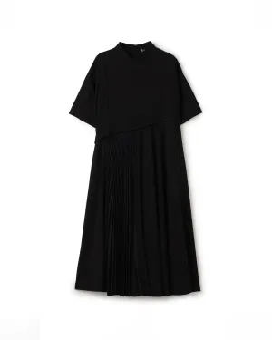 Impression Pleated Panel Black Dress