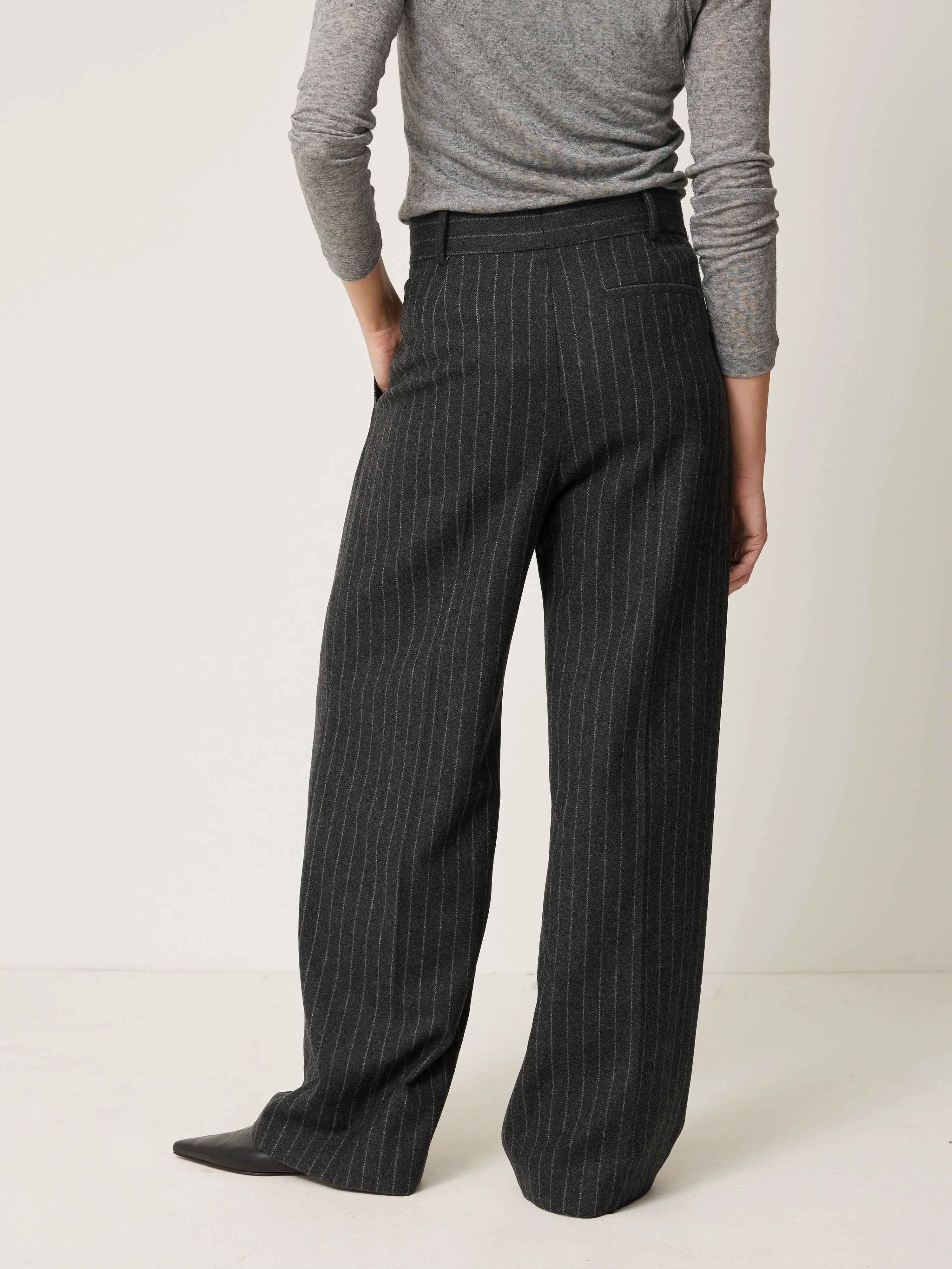 Italian Wool Kemp Pinstripe Trouser | Grey