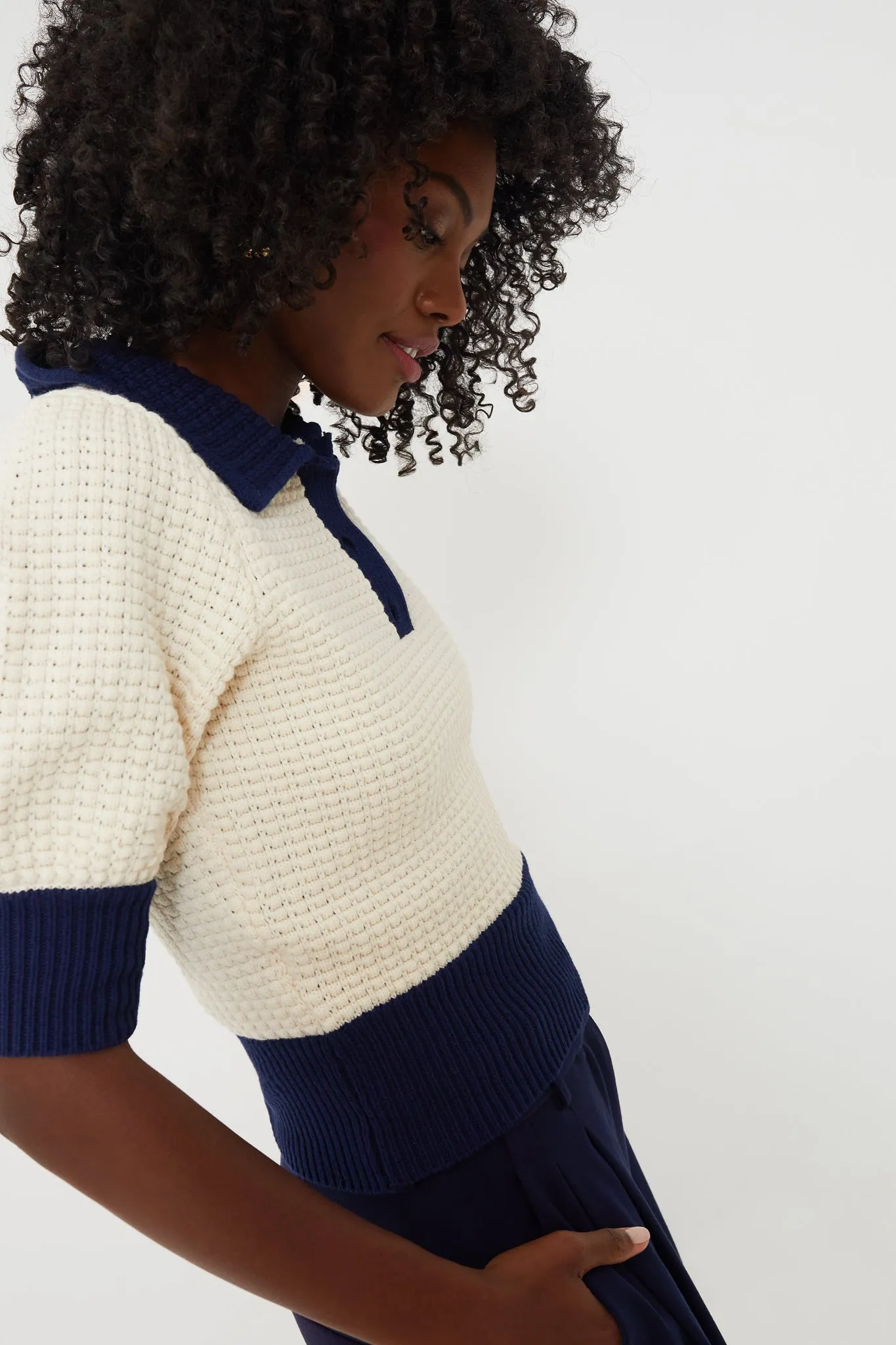 Ivory and Navy Altea Sweater