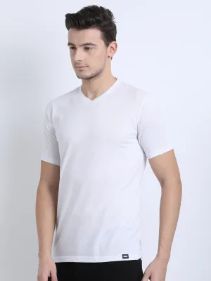 JDC Men's White Solid T.shirt