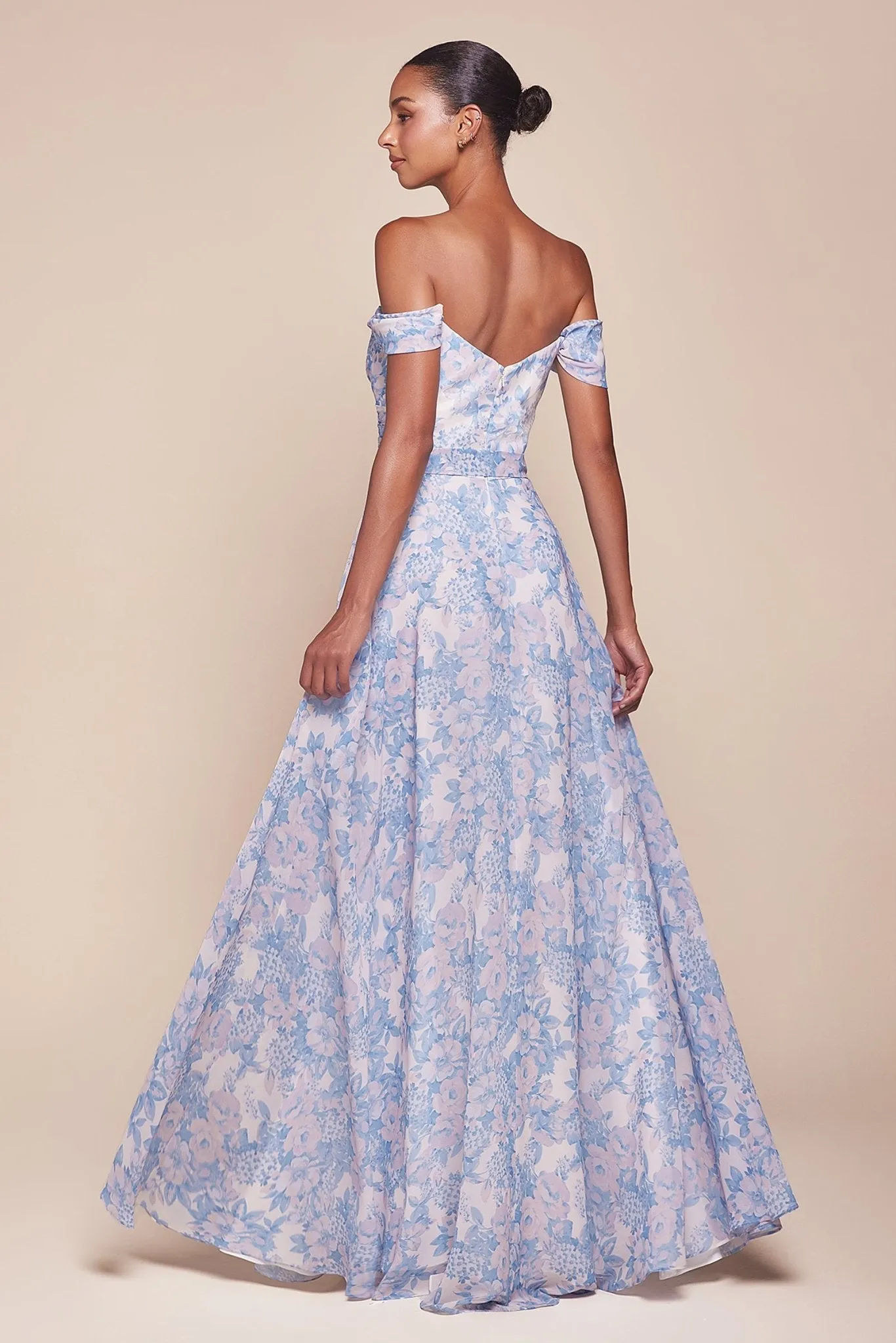 JELENA Off The Shoulder Floral Printed A-Line Bridesmaid Dress