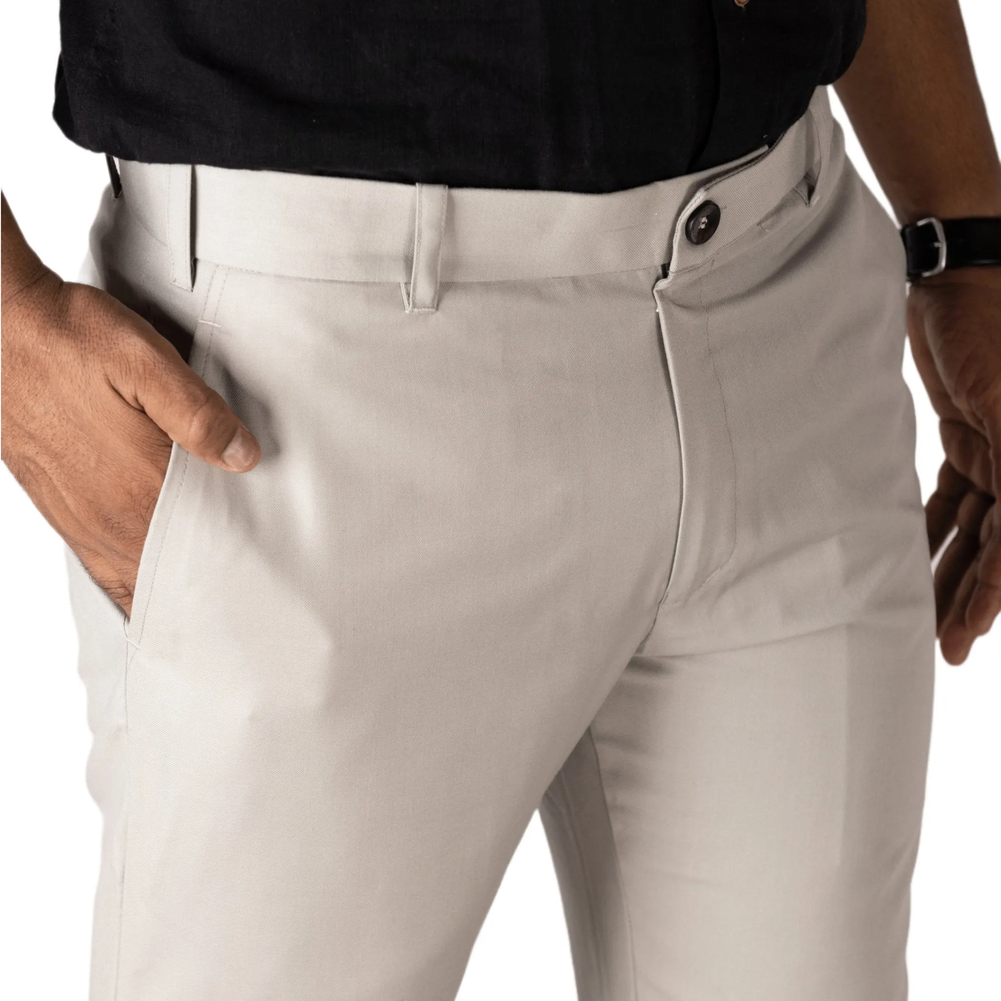 Light Grey color blend cotton pant for men