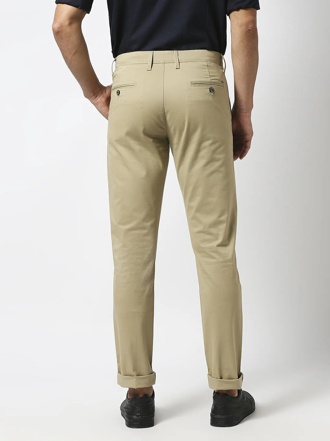 Light Khaki Slim Tapered Cotton Stretch Trouser