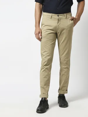 Light Khaki Slim Tapered Cotton Stretch Trouser