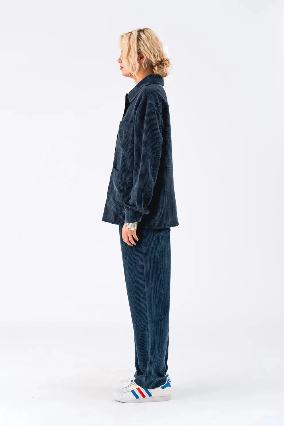 LOLLIES Dark Blue Corduroy Trousers