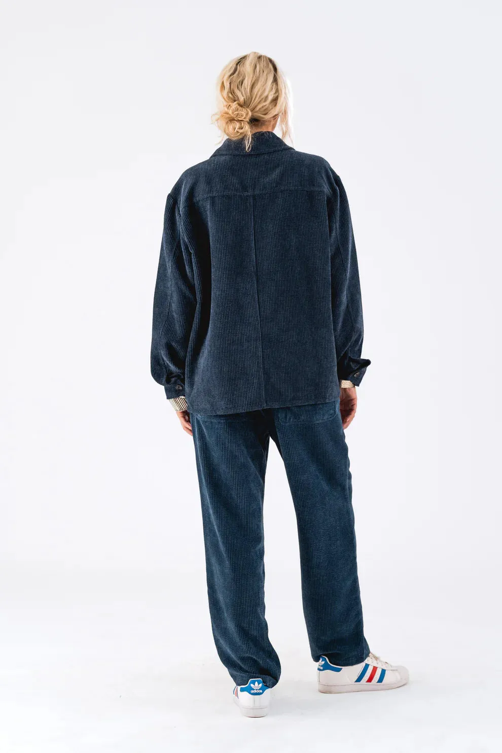 LOLLIES Dark Blue Corduroy Trousers